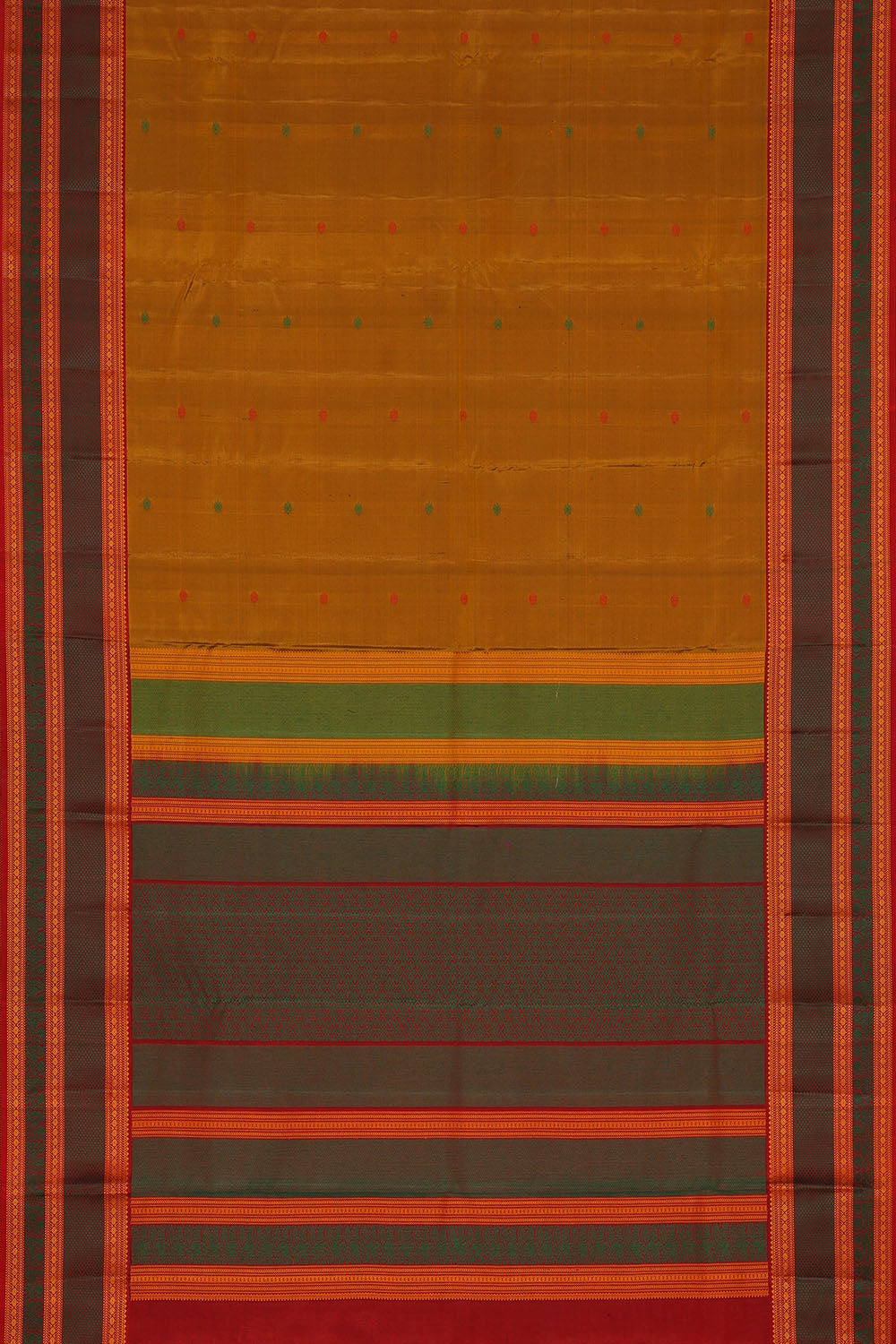 Image of Honey-Mustard Kanchipattu Silk Saree