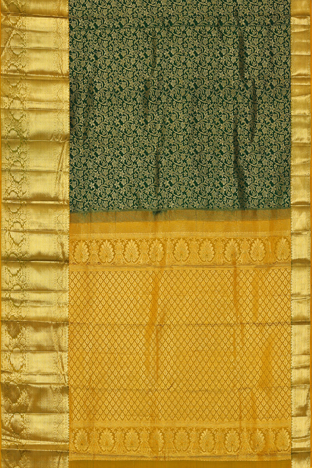Image of Kanchipattu Bottle-Green Brocade Saree