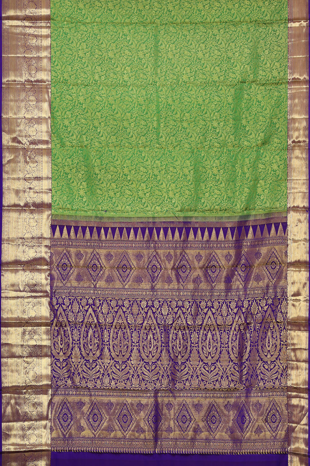 Image of Kanchipattu Parrot-Green Brocade Saree