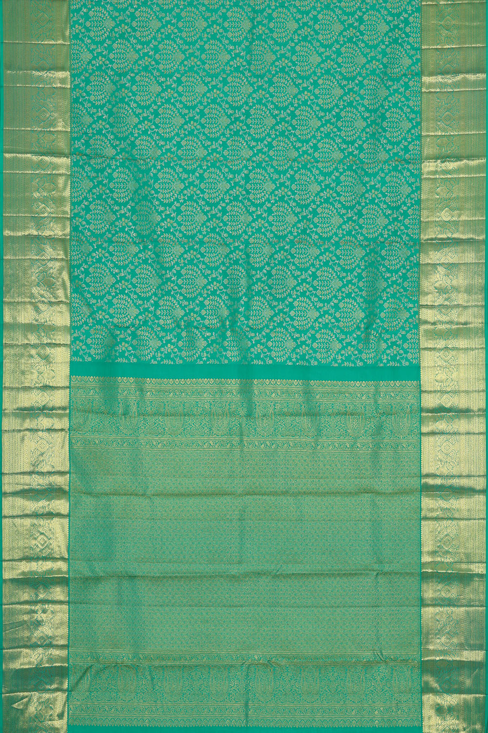 Image of Kanchipattu Sea-green Brocade Saree
