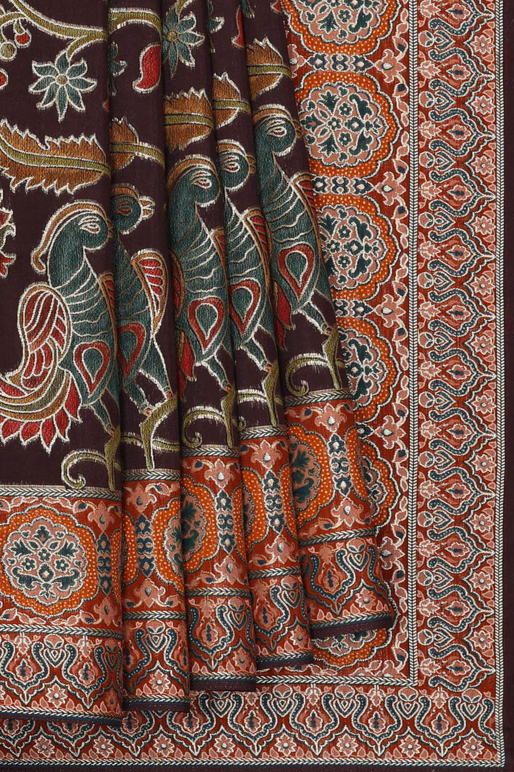 Image of Crepe Dark Brown Saree
