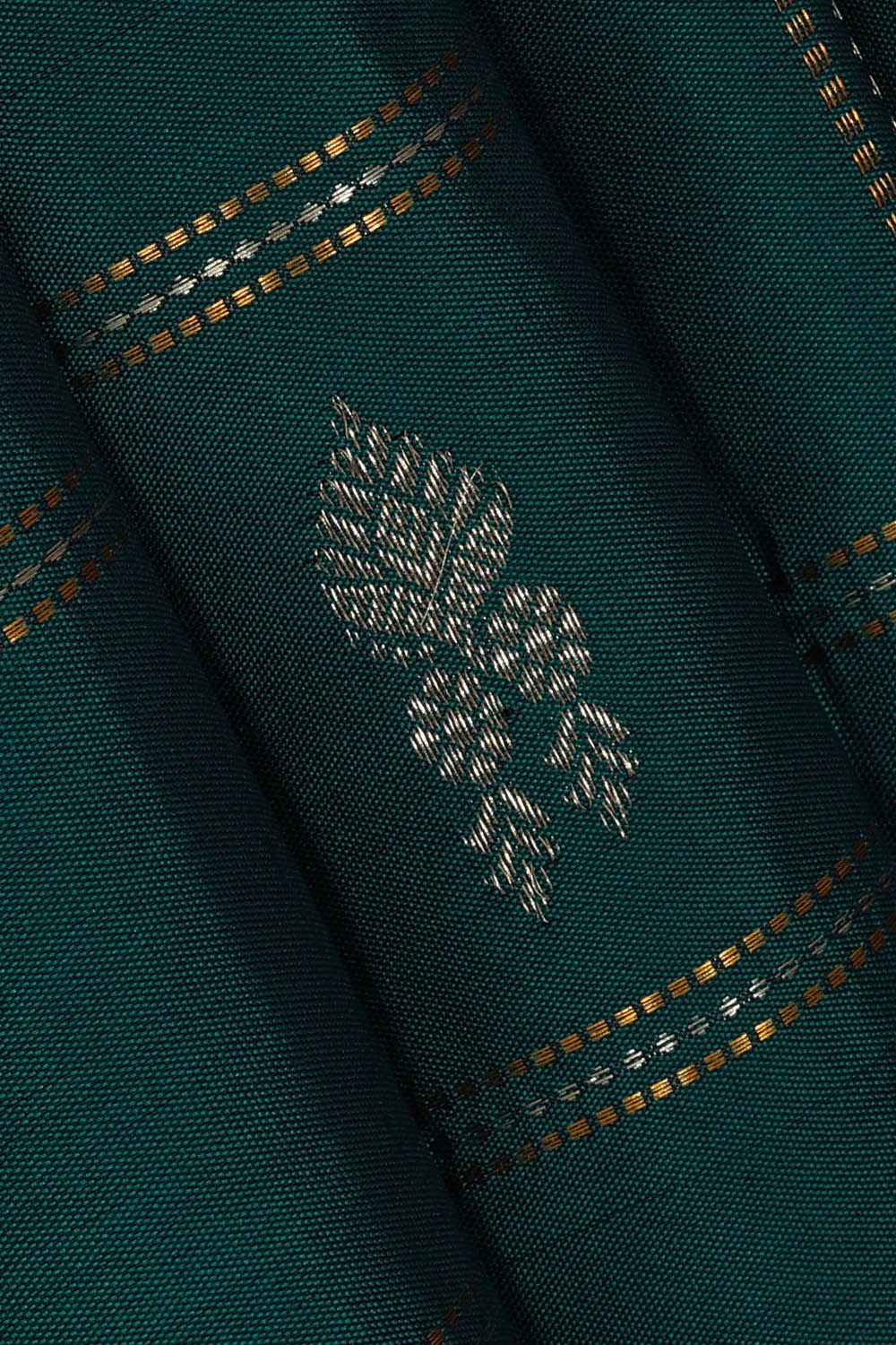 Image of Teal-green Kattam South Silk Saree