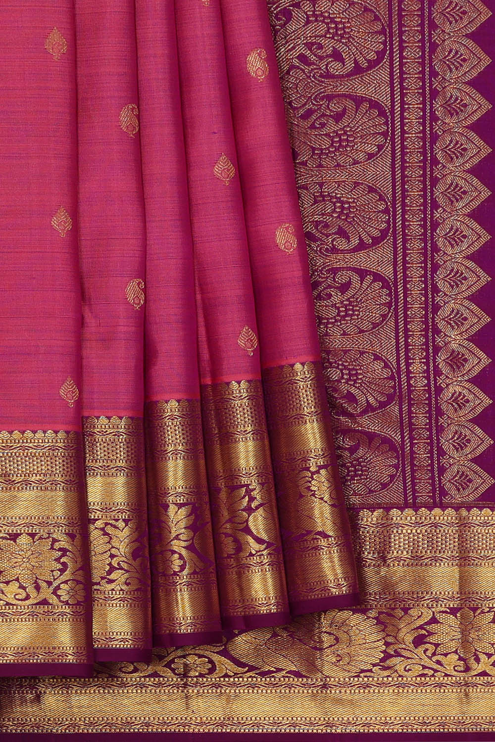 Image of Magenta-Pink South Silk Saree