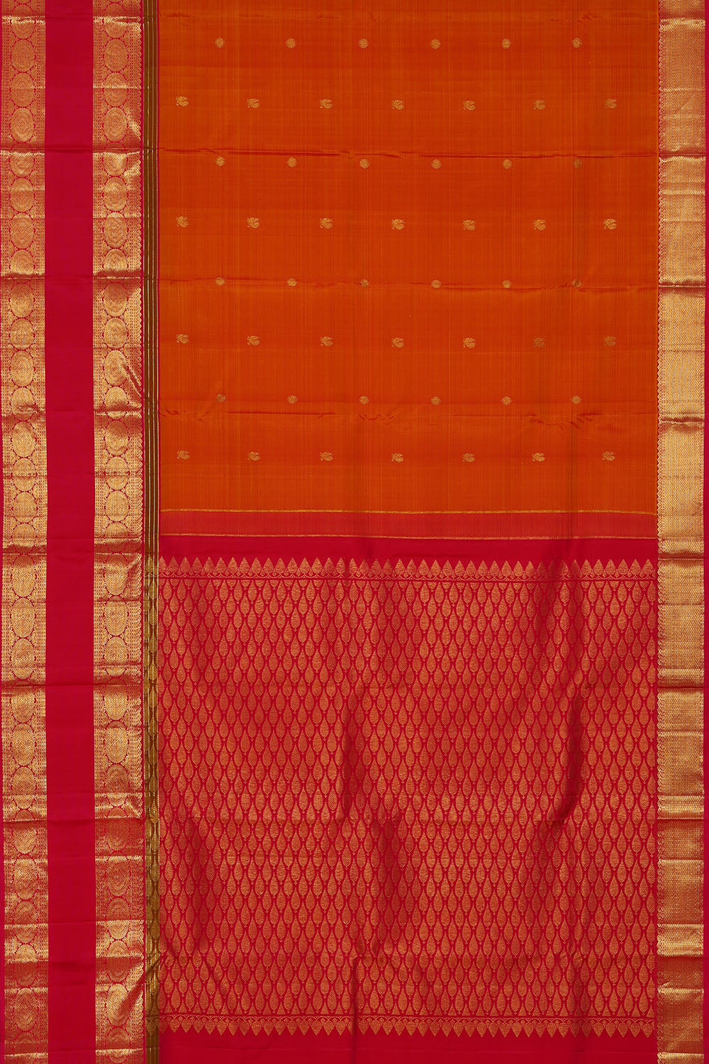 Image of Gold Orange Kanchipattu Saree
