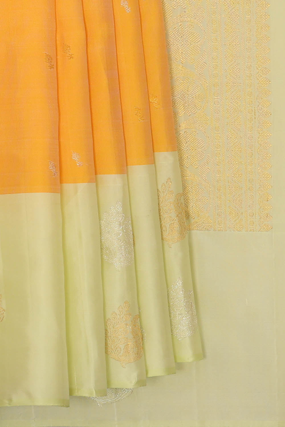Image of Mustard-Yellow South Silk Saree