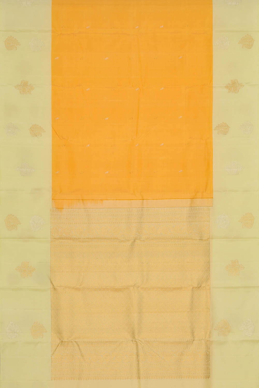 Image of Mustard-Yellow South Silk Saree