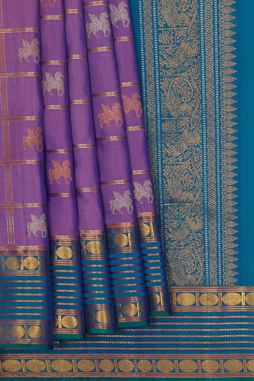 Image of Purple Kattam South Silk Saree