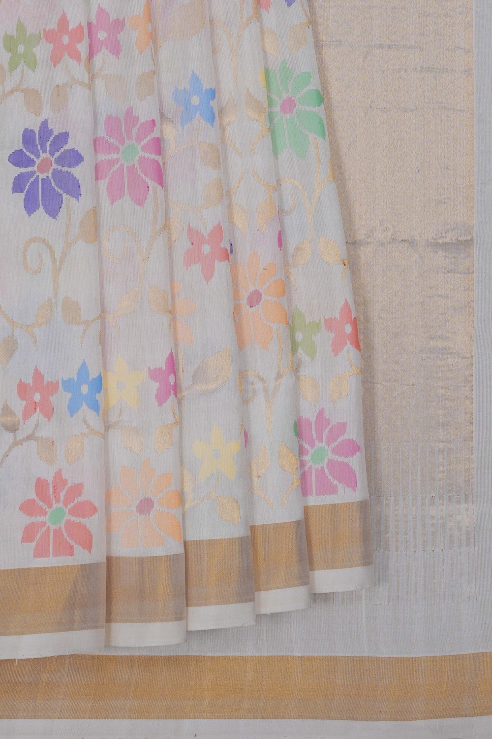 Image of Uppada Silk Brocade White Saree