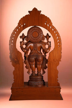 Image of Teak Wood Carving Lord Ganesha Statue