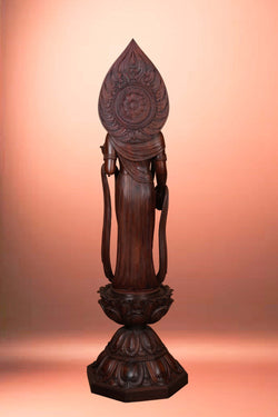 Image of Wooden Buddha Standing Sculpture
