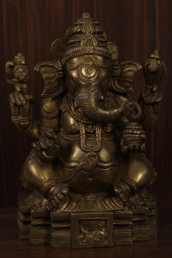 Collection of Handcrafted Brass Ganpati in a gallery layout