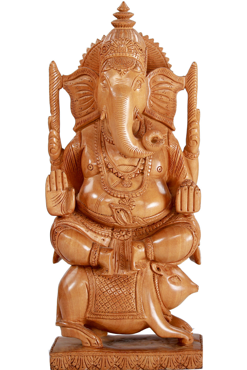 Collection of White Wood Ganesh Sitting on Mouse in a gallery layout