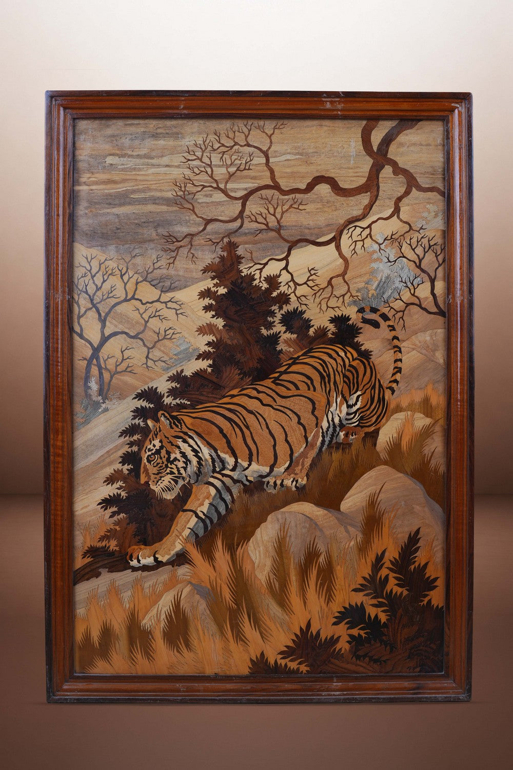 Image of Rosewood tiger photo frame with intricate inlay work