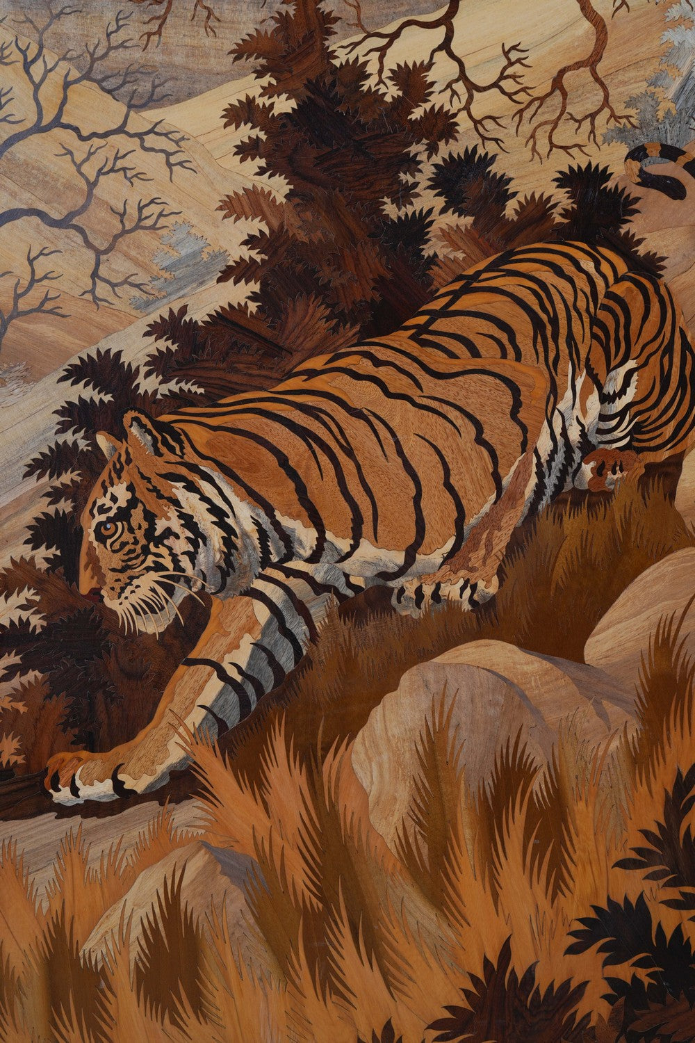 Image of Rosewood tiger photo frame with intricate inlay work