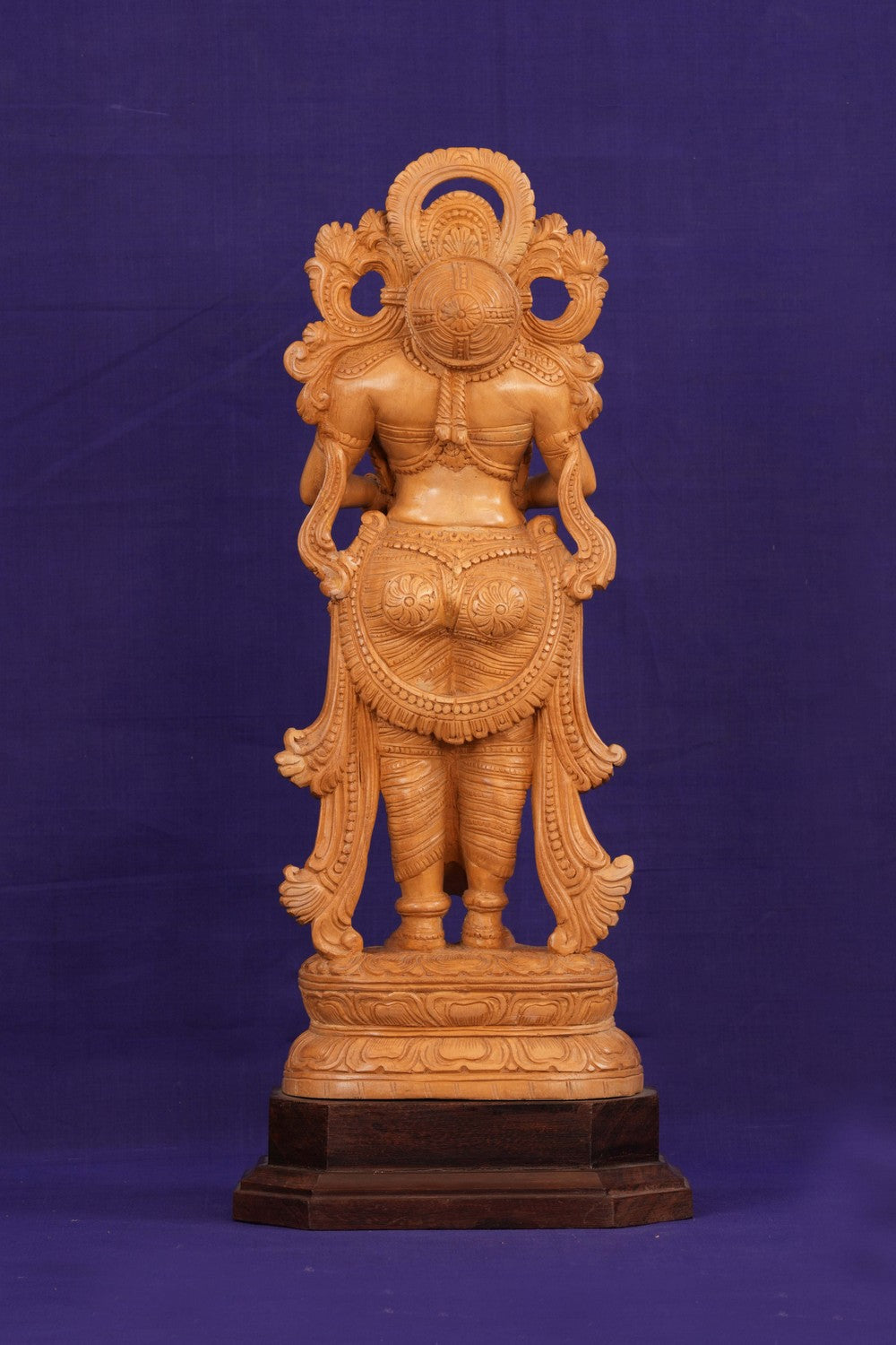 Image of Cedar Wood Carving Deepam Lakshmi Statue