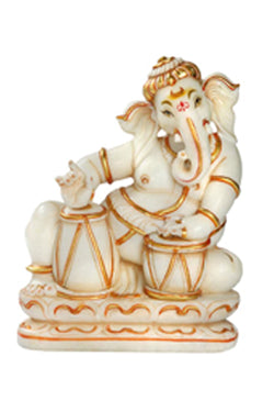 Collection of 9" Marble Ganesha with drums(MB30404) in a gallery layout