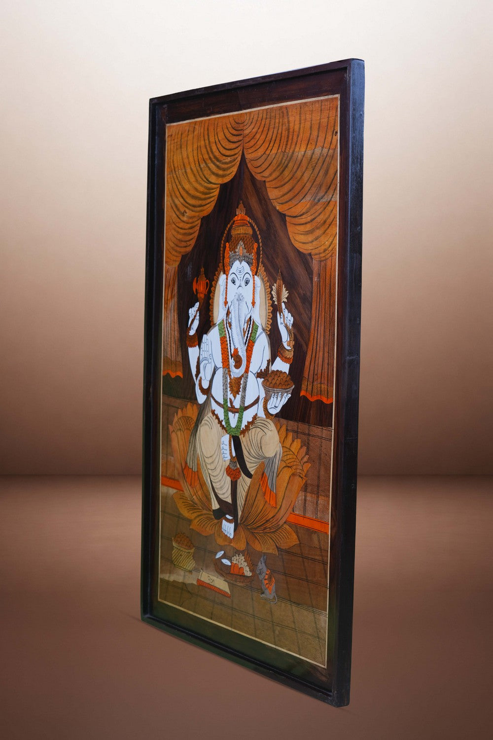 Image of Ganesh with panel in rosewood with inlay work