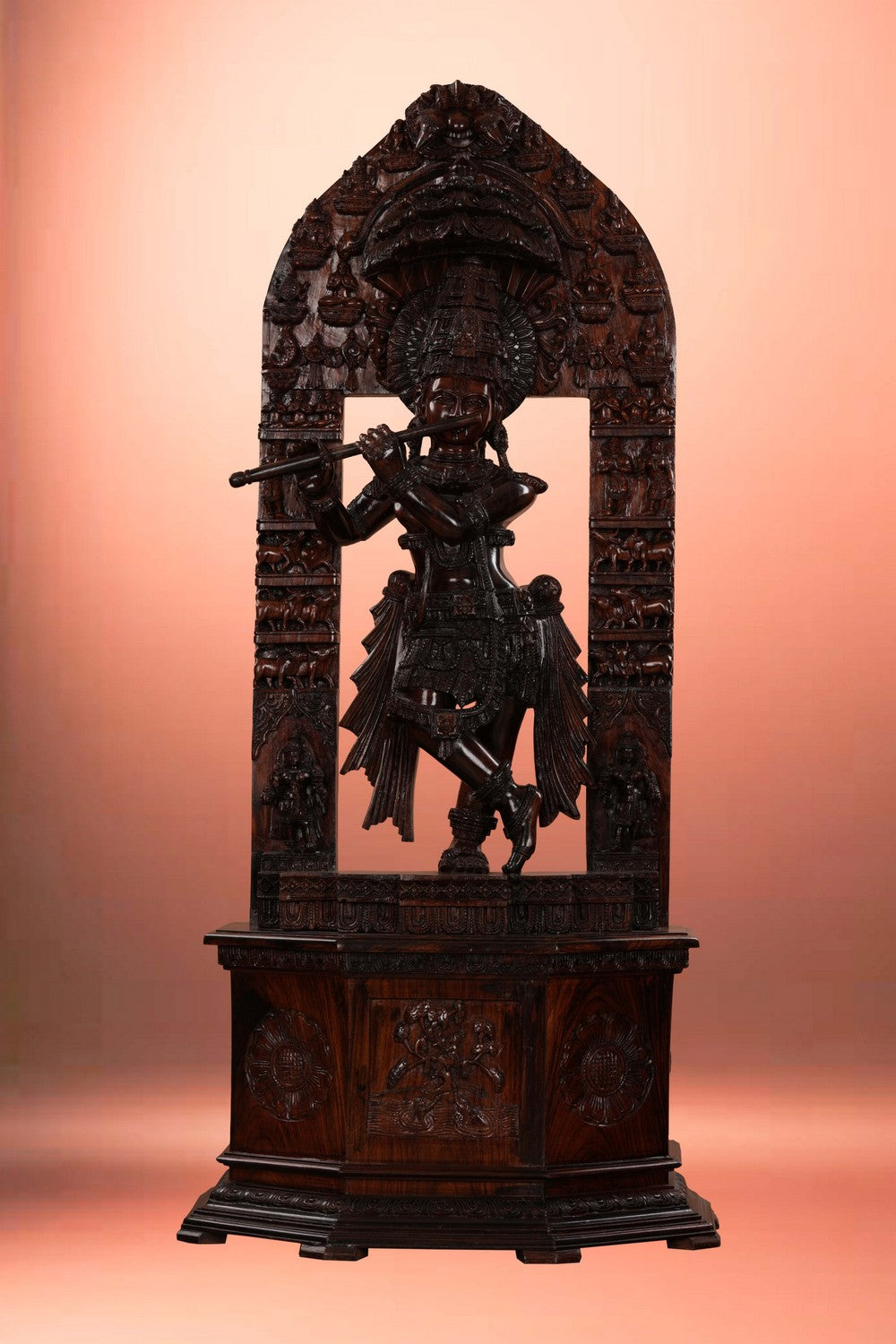 Image of Lord Krishna Statue in Rose Wood