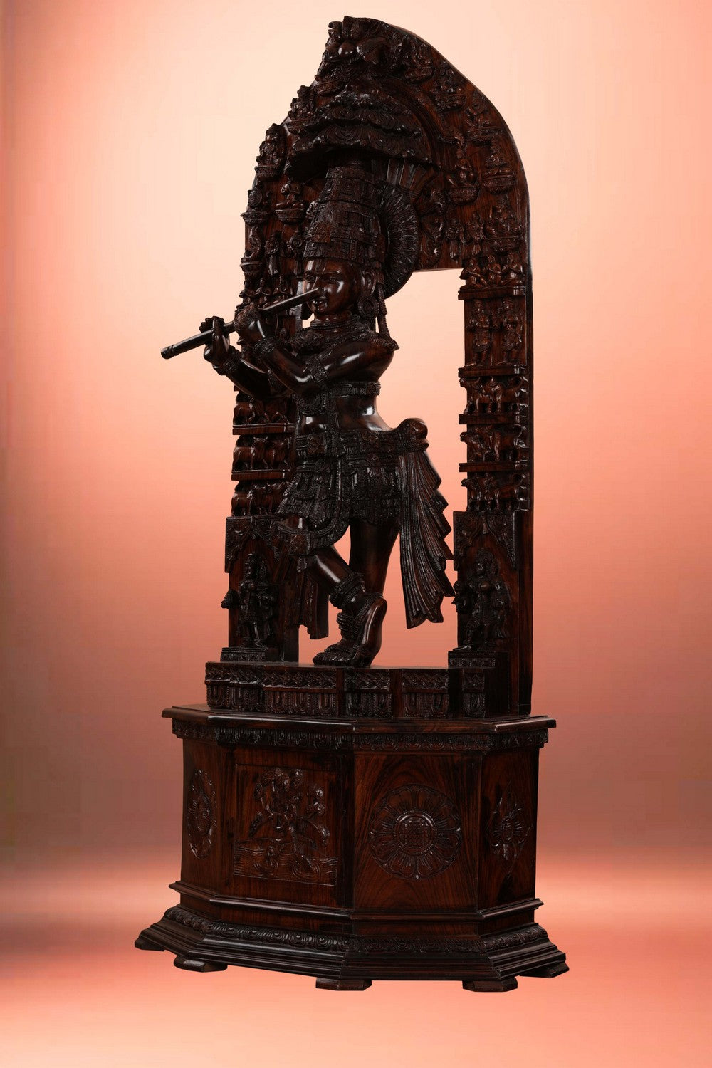 Image of Lord Krishna Statue in Rose Wood