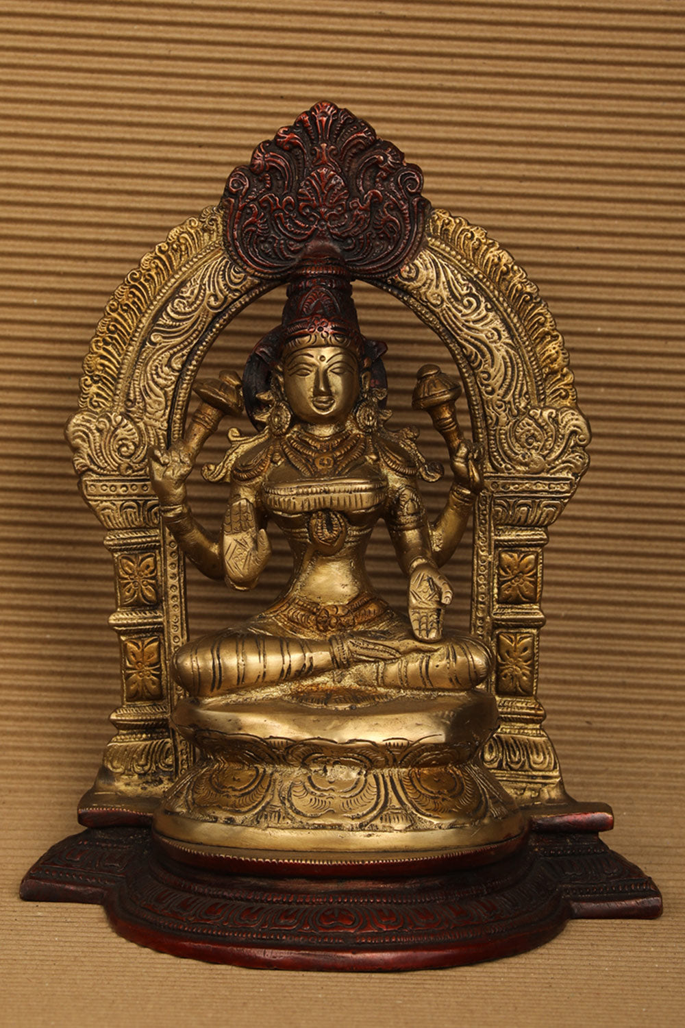 Collection of A Unique Style Handcrafted Brass Lakshmi Idol in a gallery layout