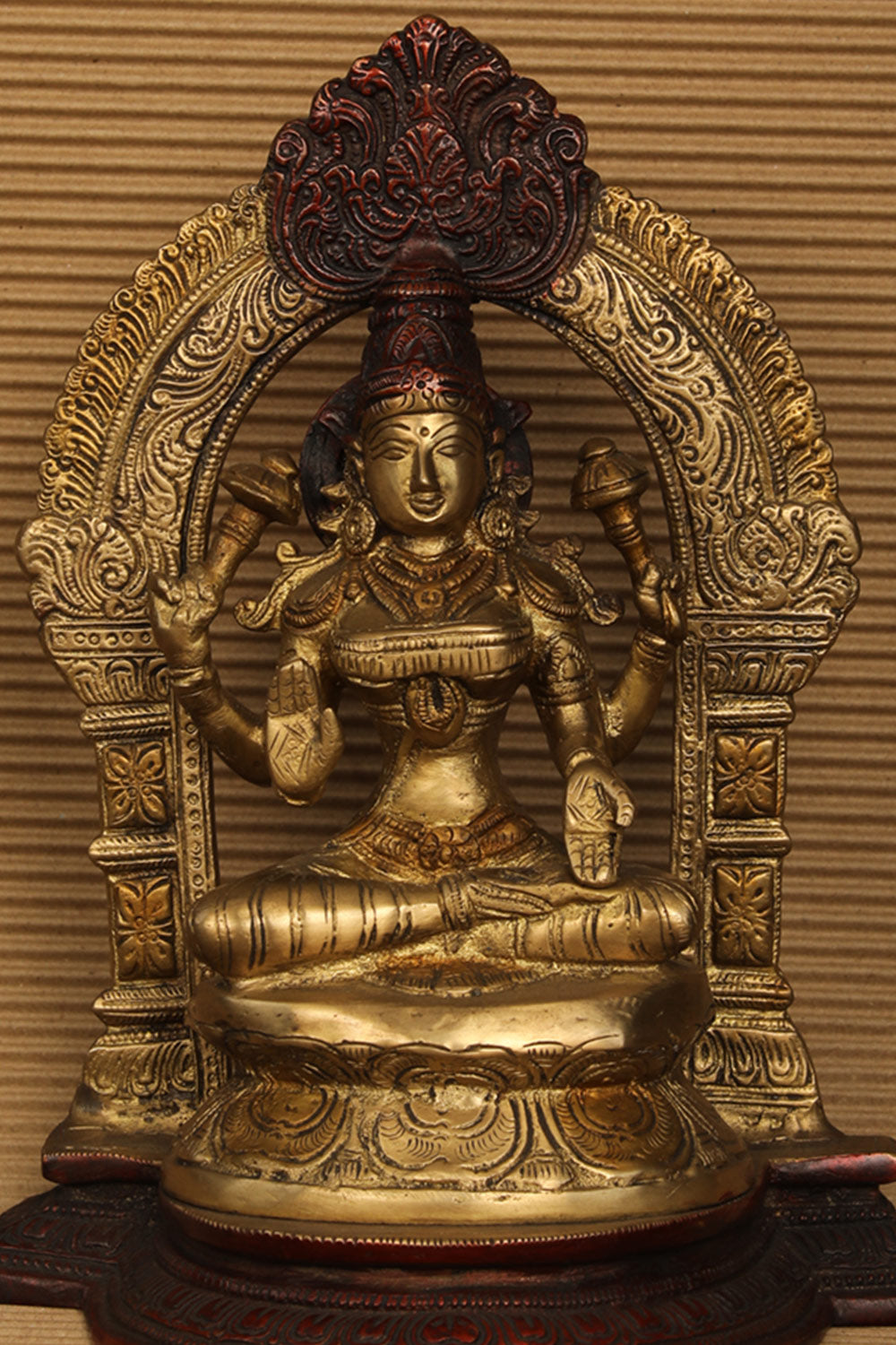 Collection of A Unique Style Handcrafted Brass Lakshmi Idol in a gallery layout