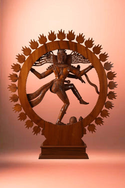 Image of Teak Wood Carving Nataraja Statue