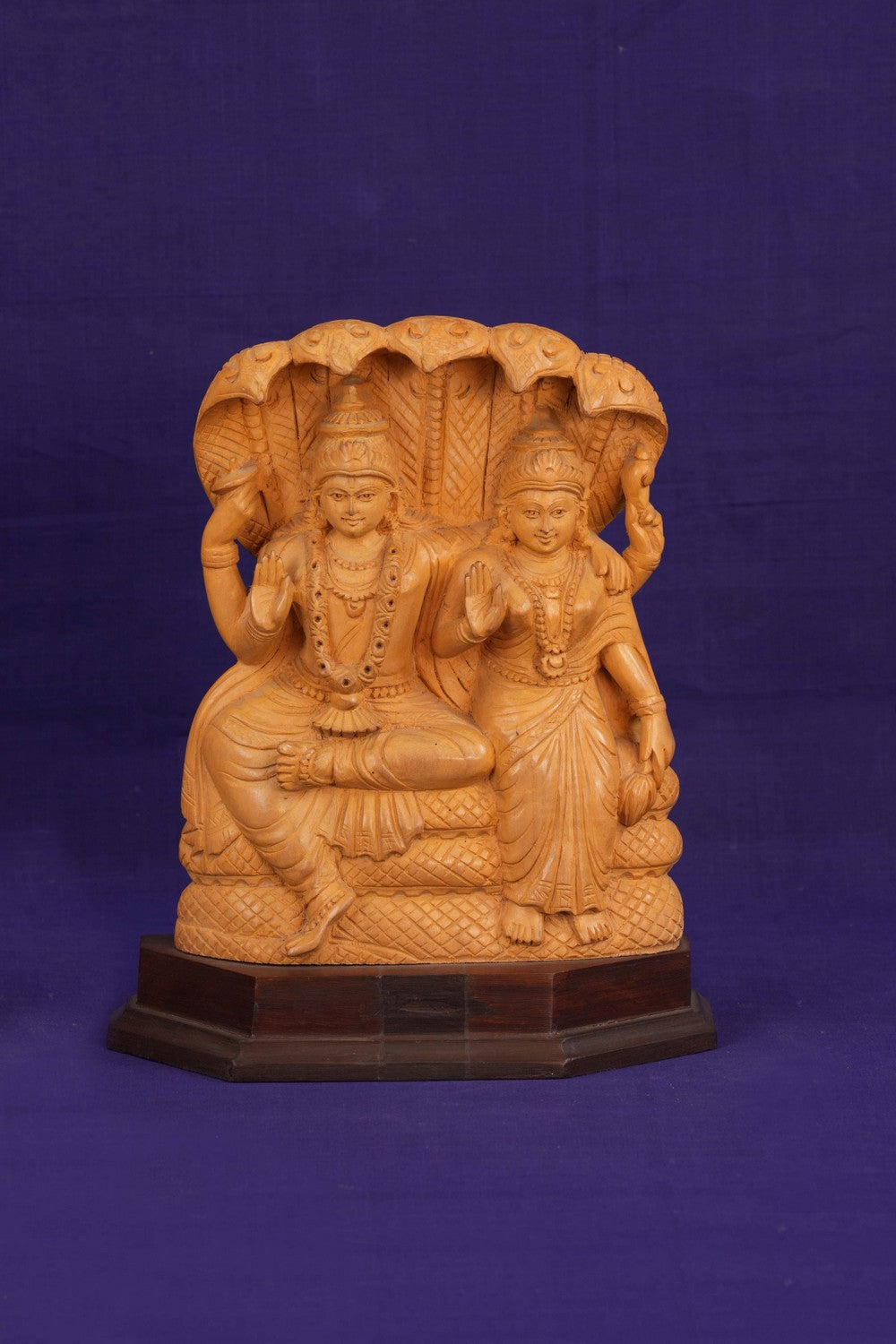 Cedar Wood Carving Lakshmi/Narayana Statue