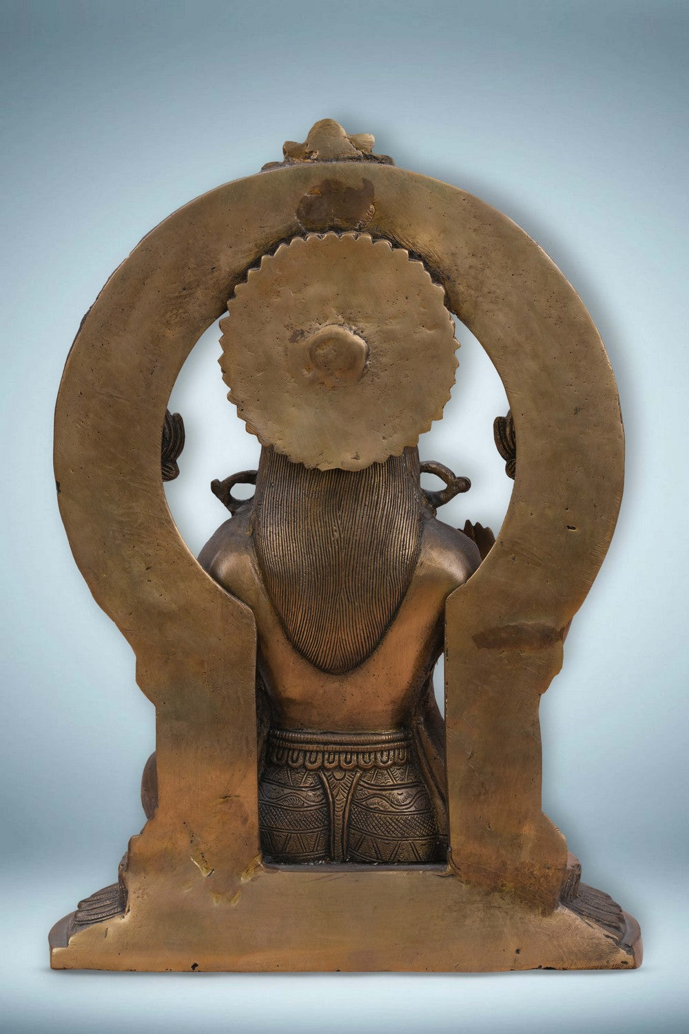 Image of Brass Maa Lakshmi with an antique finish seated on a lotus