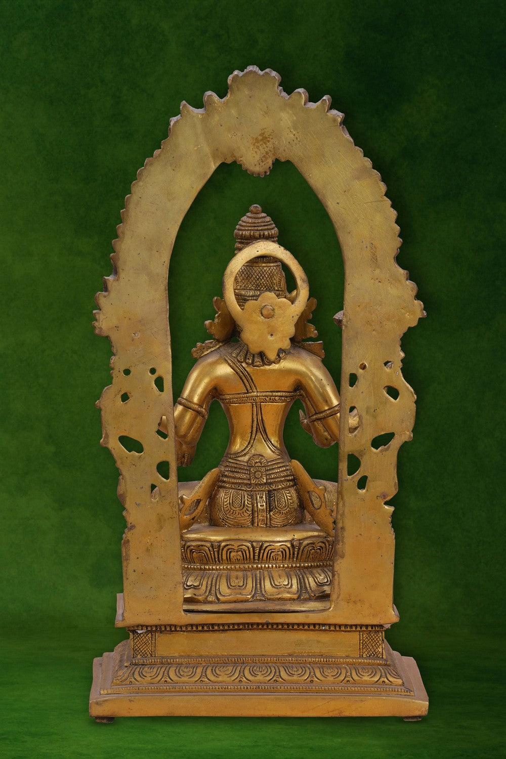 Image of Brass Maa Lakshmi with an antique finish seated on a lotus