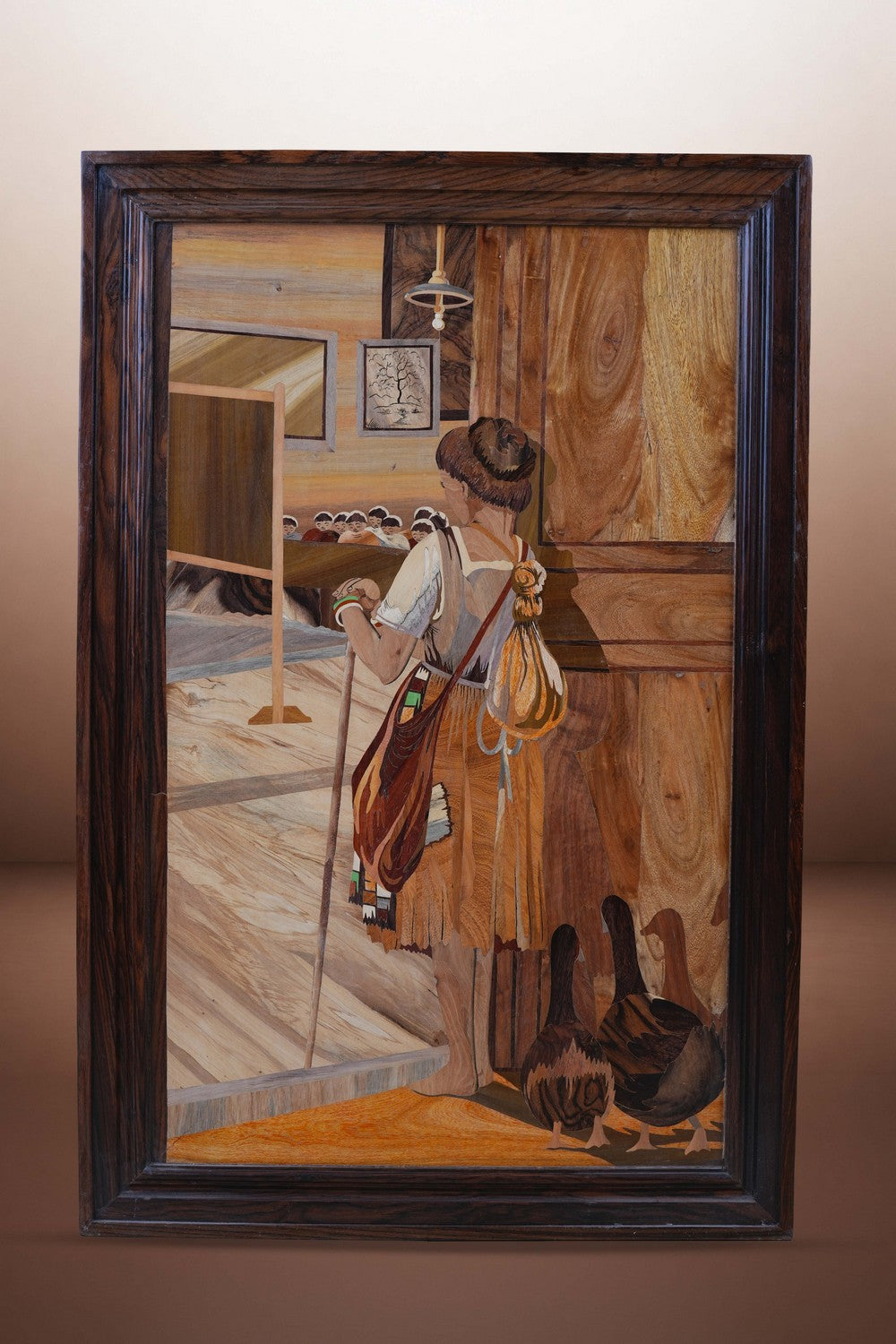 Image of Rosewood sculpture depicting a young girl standing