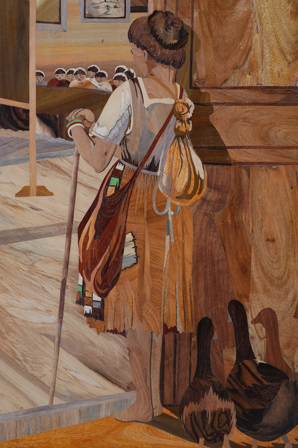 Image of Rosewood sculpture depicting a young girl standing