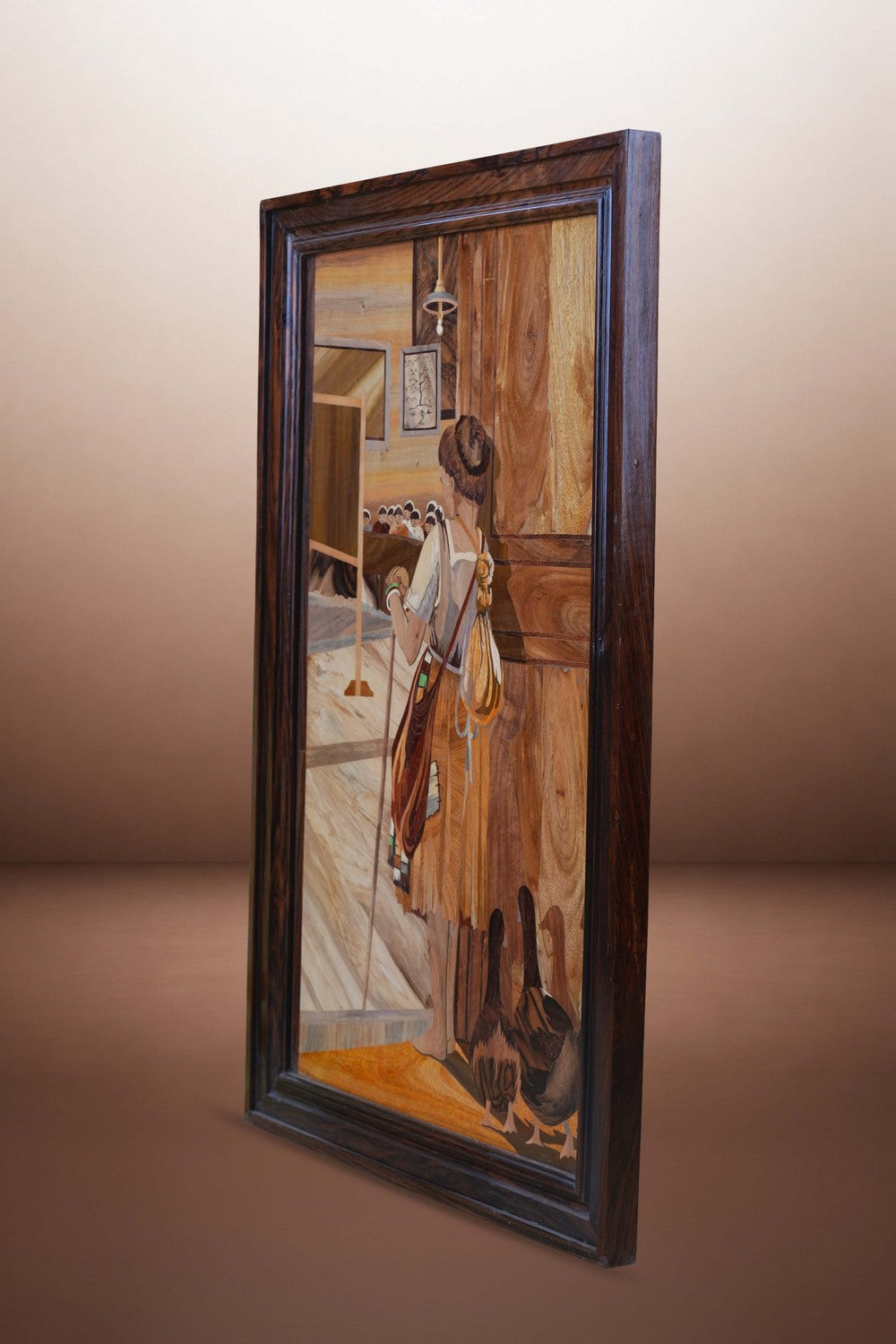 Image of Rosewood sculpture depicting a young girl standing