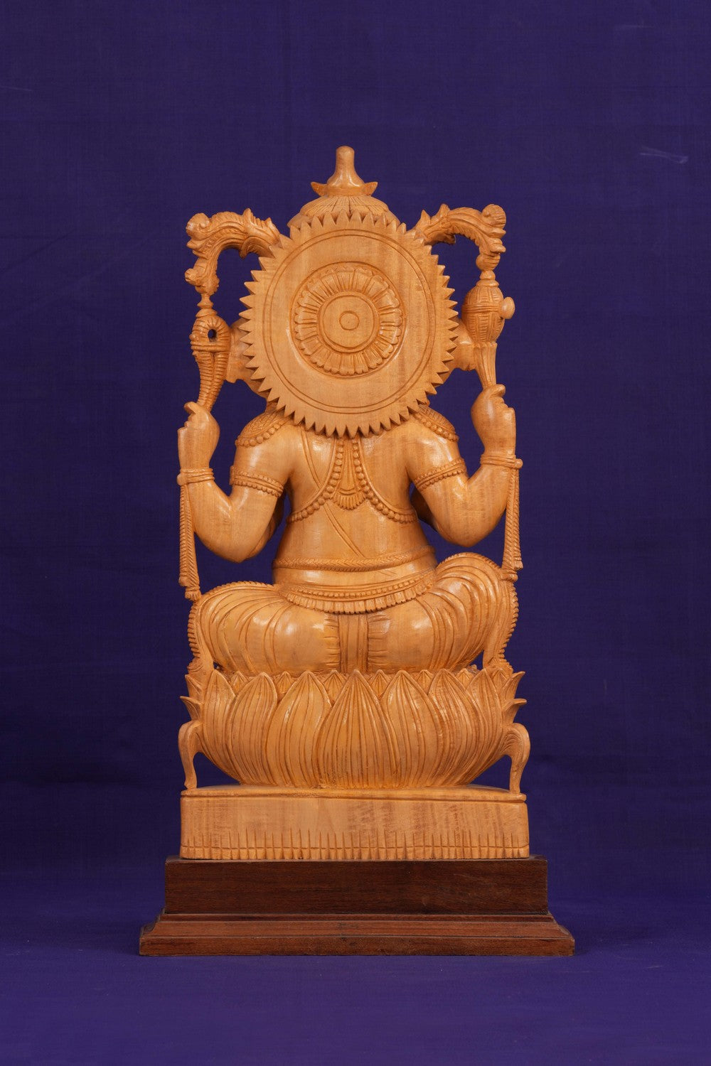 Ganesha Bhagwan Murti Sitting with Moshak on Lotus Flower Base Idol.