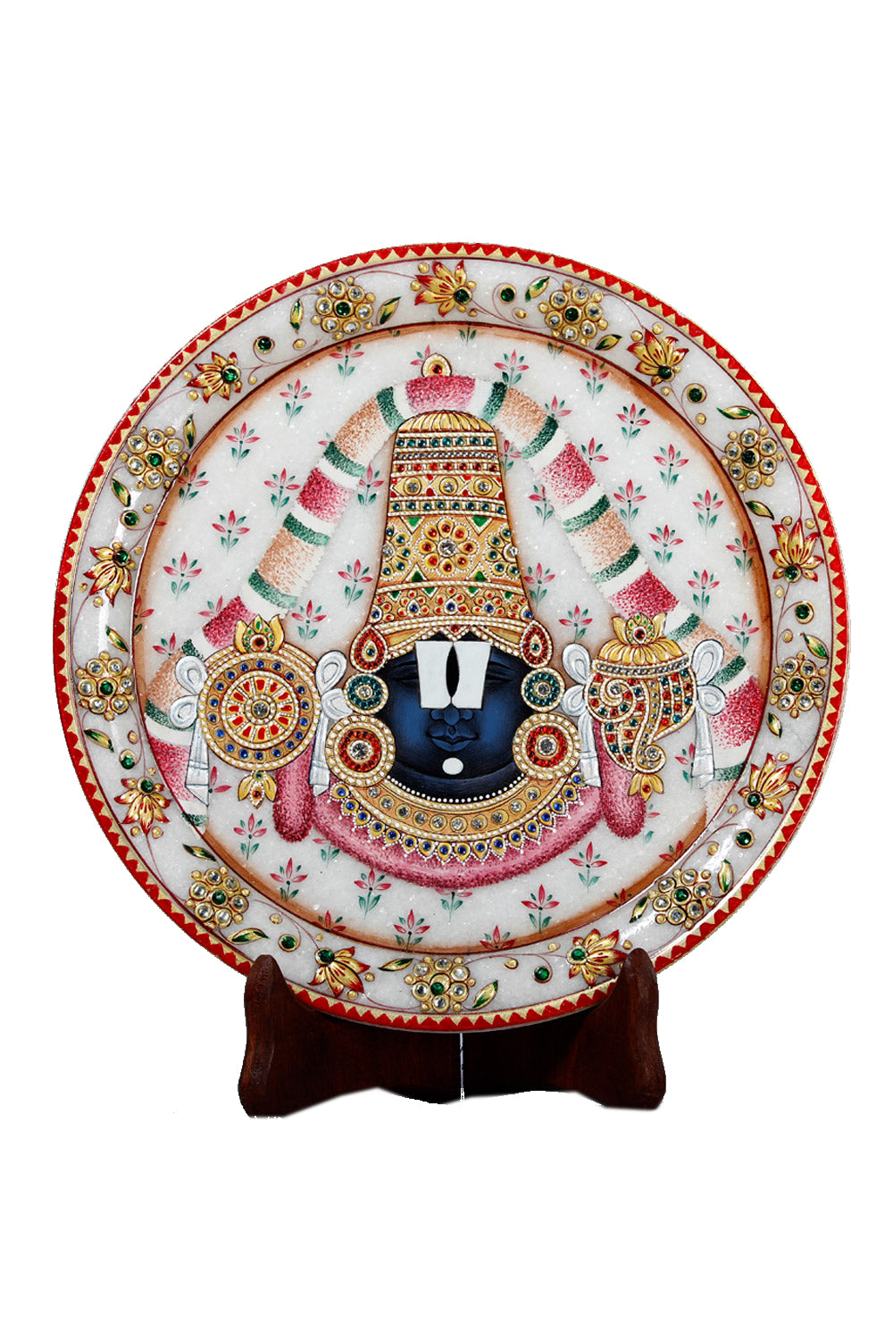 Collection of Round Shape Marble Plate Painted With Balaji Face in a gallery layout