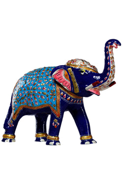 Collection of Metal Enamel Painted Elephant Trunk Up in a gallery layout