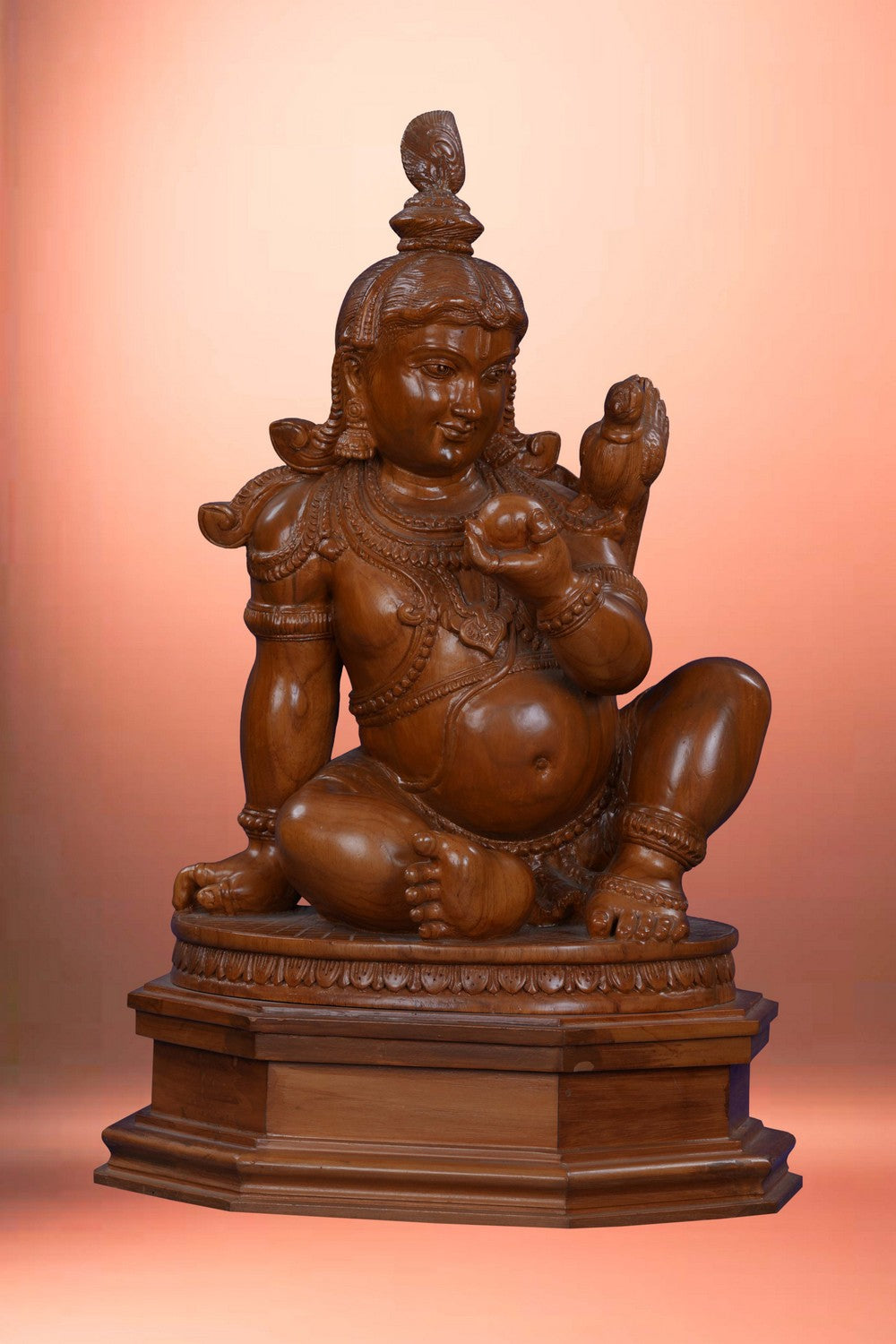 Image of Wooden Laddu Gopal Statue