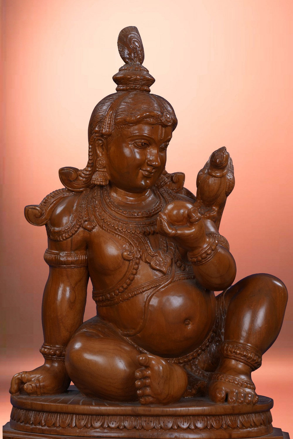 Image of Wooden Laddu Gopal Statue