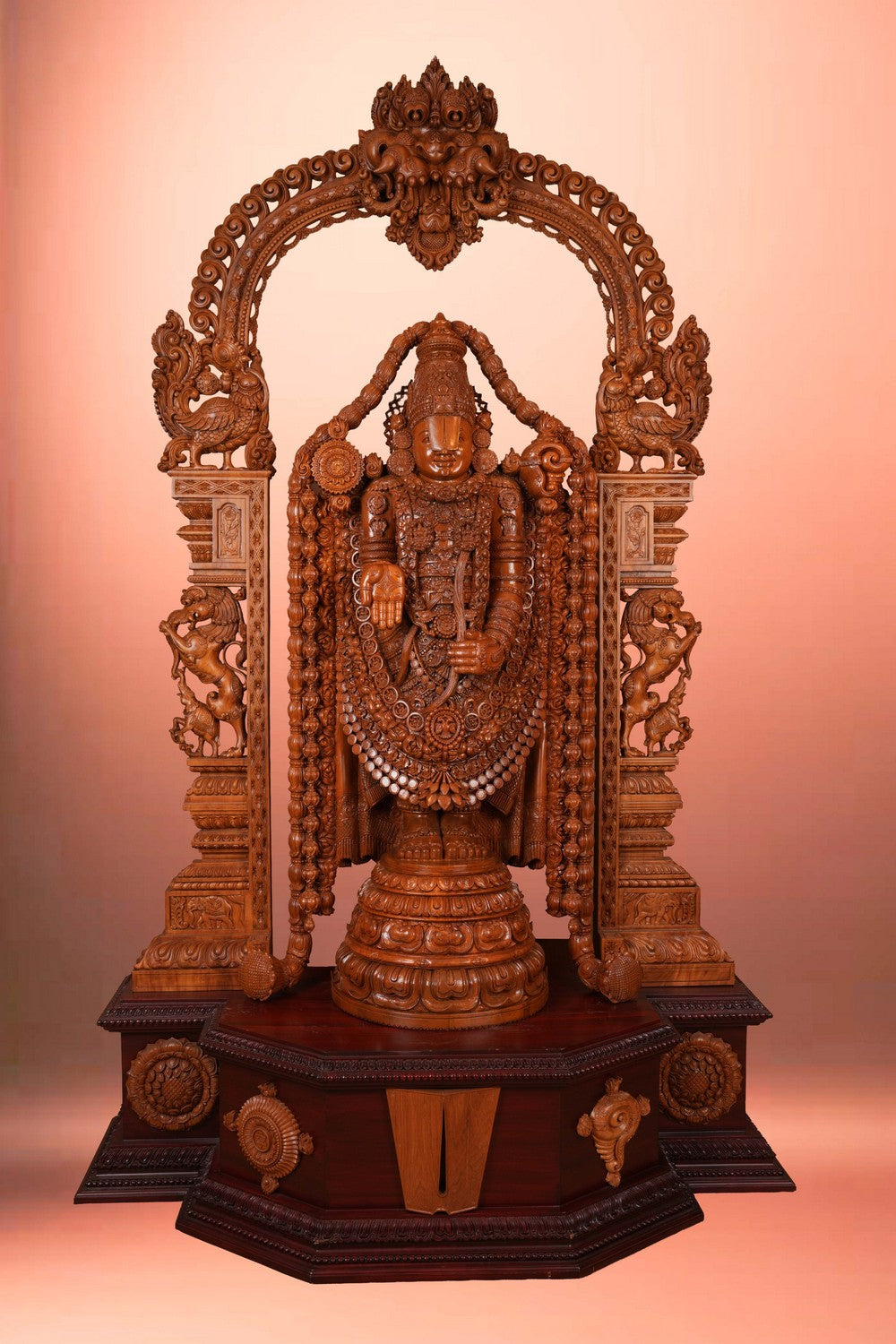 Image of Wooden Tirumala Tirupathi Balaji Standing Sculpture