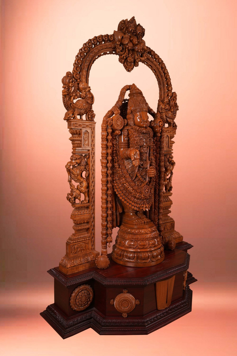Image of Wooden Tirumala Tirupathi Balaji Standing Sculpture