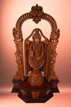 Image of Wooden Tirumala Tirupathi Balaji Standing Sculpture