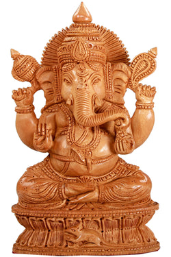 Collection of White Wood Ganesh with Base in a gallery layout