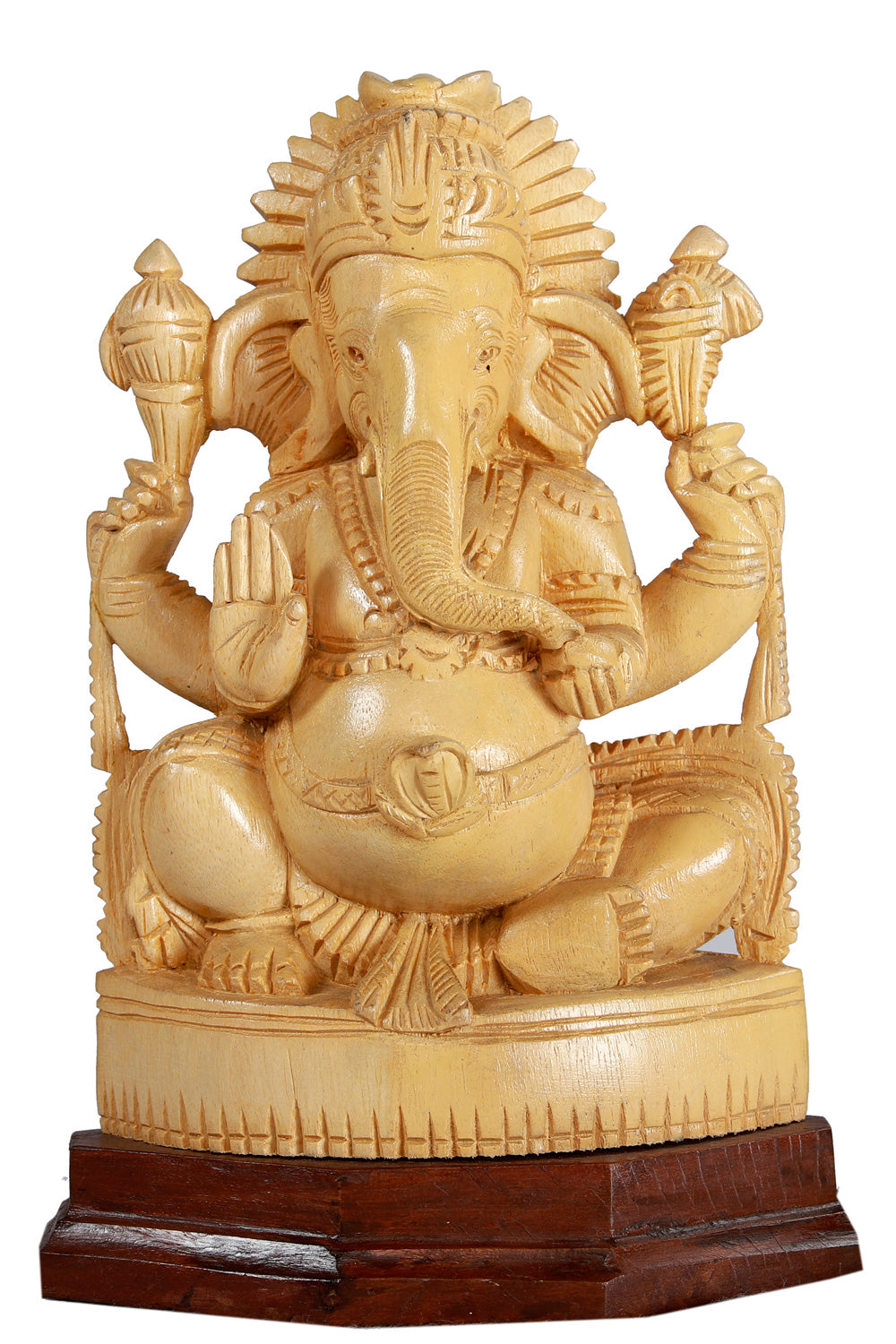 Collection of White Wood Ganesh with Base in a gallery layout