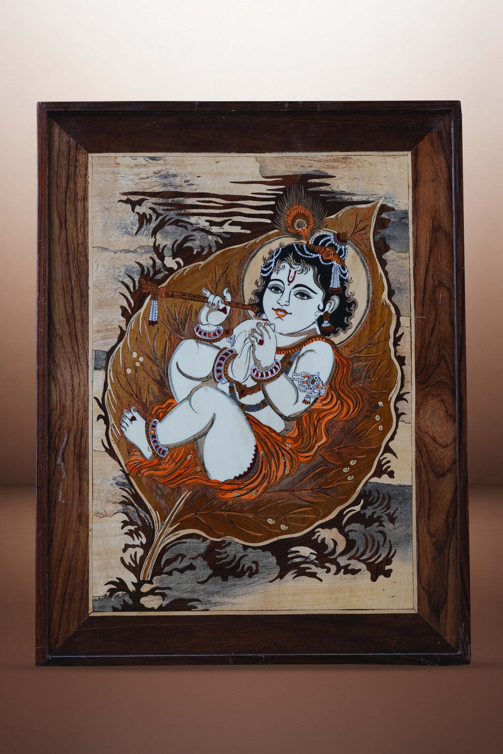 Image of Rose Wood Balkrishan on the leaf frame in inlay work