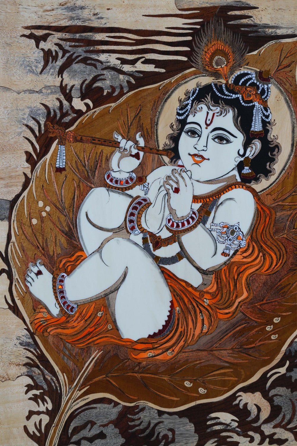 Image of Rose Wood Balkrishan on the leaf frame in inlay work