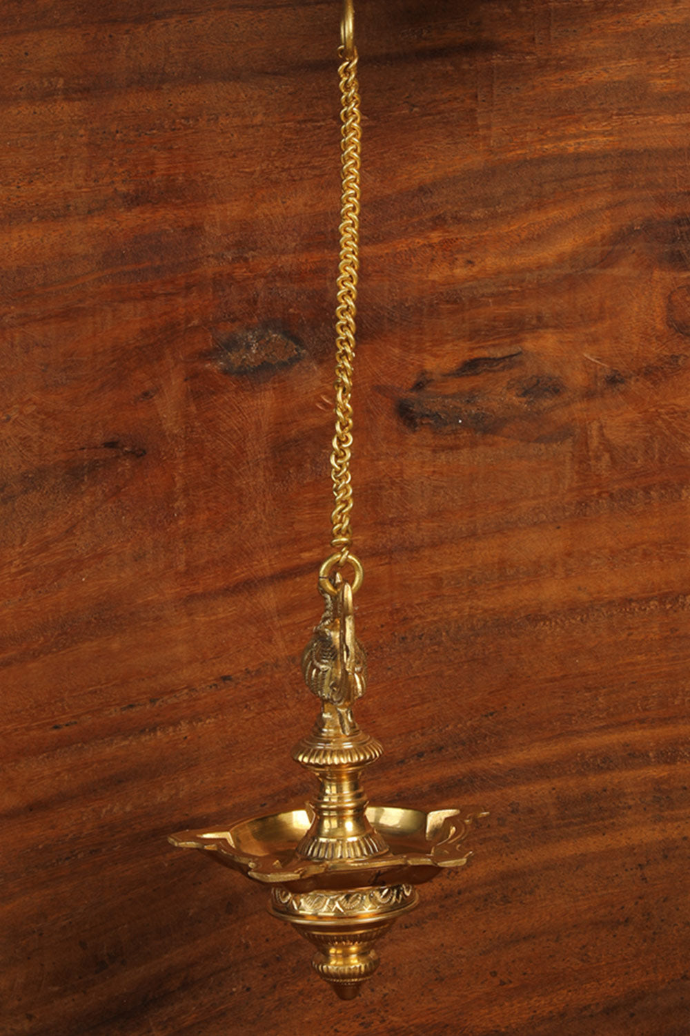 Image of Peacock Design Brass Hanging Diya