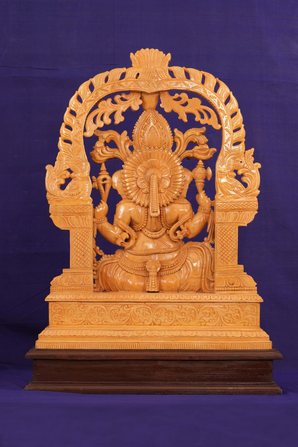 Cedar Wood Carving Lord Ganesha Statue