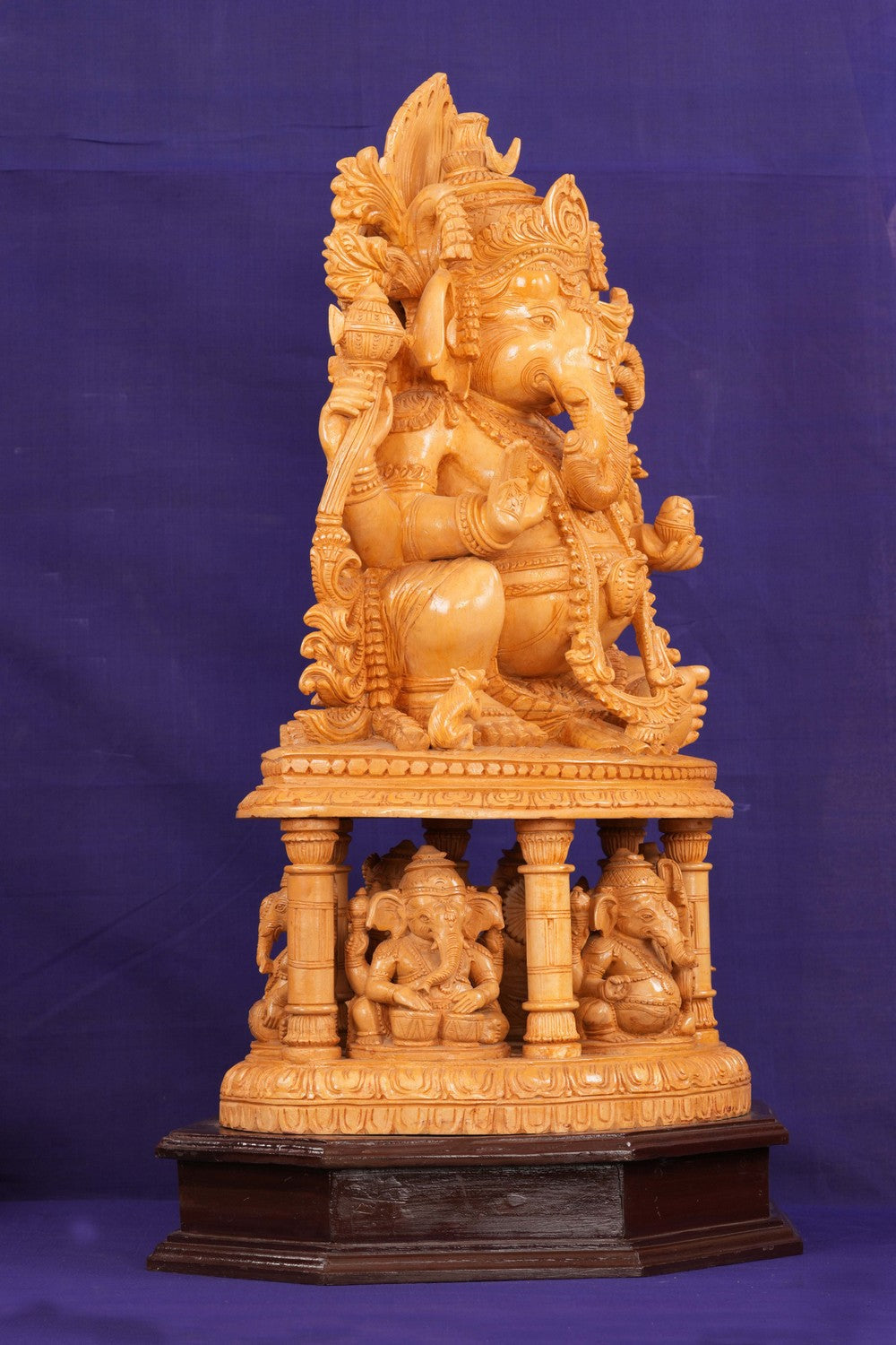 Image of White Cedar Wooden Sri Ganesh Statue