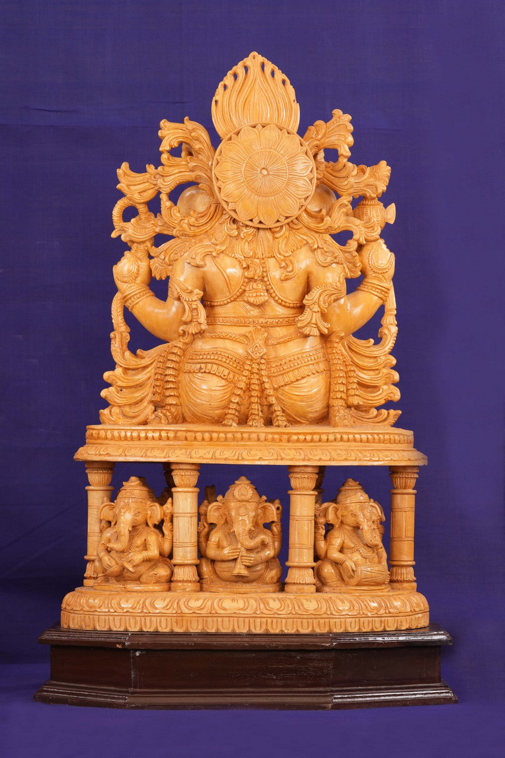 Image of White Cedar Wooden Sri Ganesh Statue