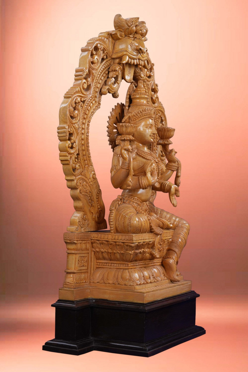 Cedar Wood Goddess Lakshmi Sculpture