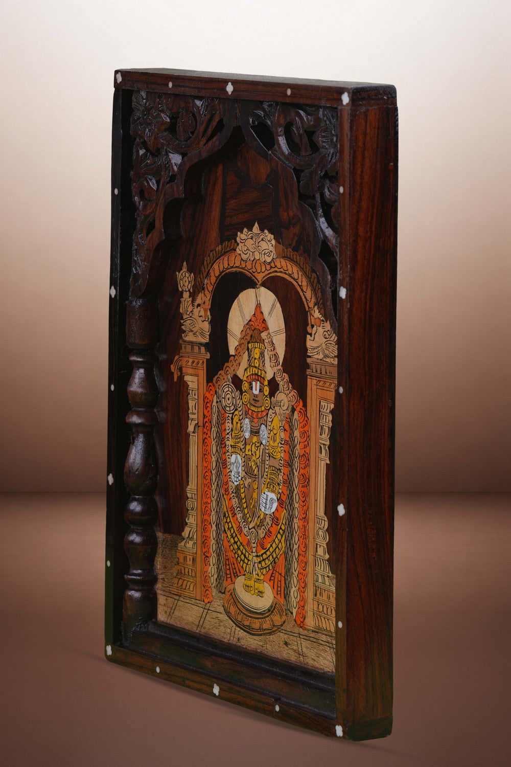 Image of Balaji with panel in rosewood with inlay work